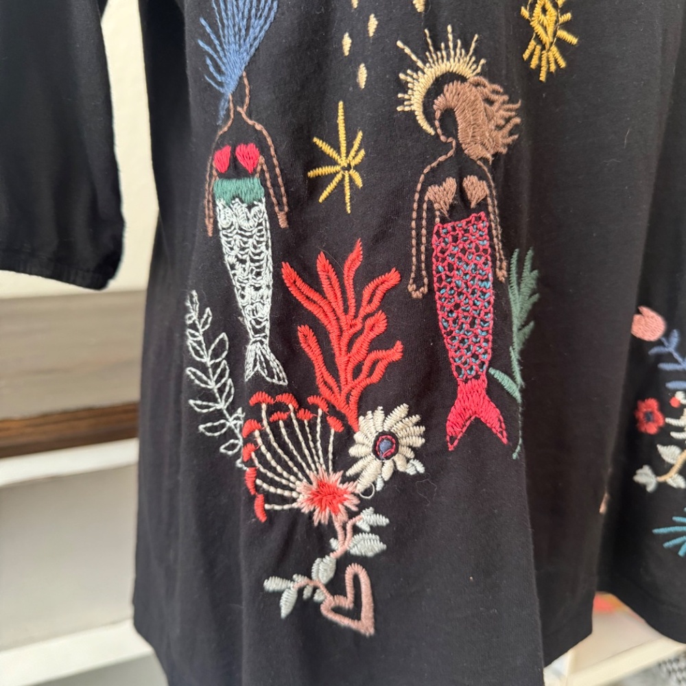 Johnny Was Ruth Puff Sleeve Embroidered Floral Tee Top Women's Size S 1 - Picture 4 of 10